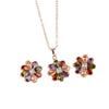 Wholesale Jewelry Copper Zircon Light Luxury Plant Flowers Ochain Earrings Necklace Set