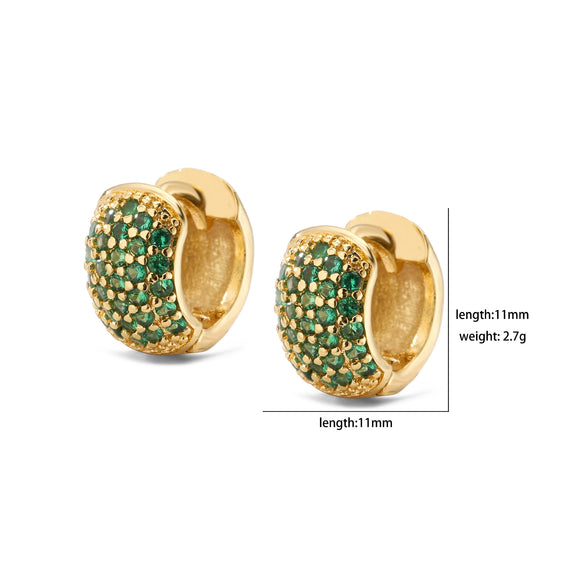 Wholesale Jewelry Copper Zircon Microinlaid Geometric Round Ear Buckle Electroplated Simple Style For Women