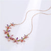 Wholesale Jewelry Copper Zircon Natural Plant Flowers Geometric Style Box Chain Electroplating Necklace