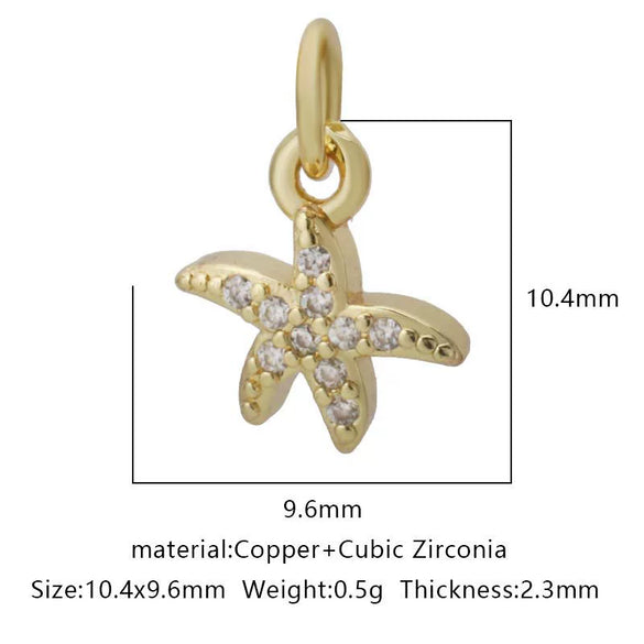 Wholesale Jewelry Copper Zircon Small Pendant With Star Elephant Turtle Shapes Electroplated For Diy Necklace Earrings Accessories