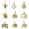 Wholesale Jewelry Copper Zircon Small Pendant With Star Elephant Turtle Shapes Electroplated For Diy Necklace Earrings Accessories