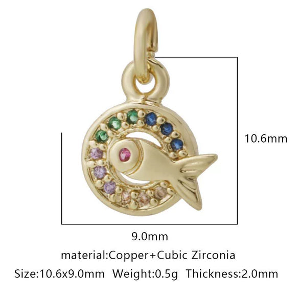 Wholesale Jewelry Copper Zircon Small Pendant With Star Elephant Turtle Shapes Electroplated For Diy Necklace Earrings Accessories