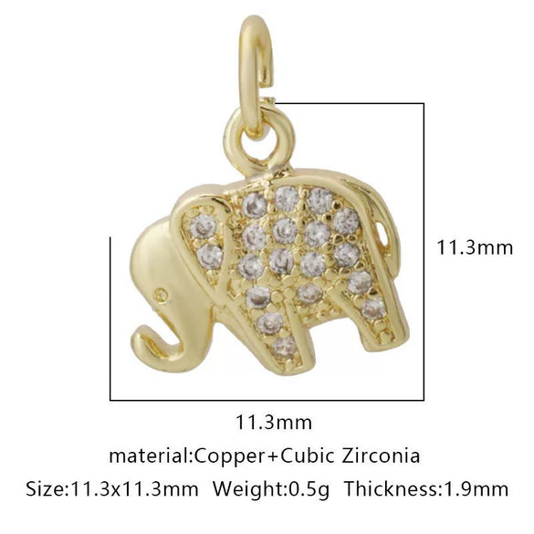 Wholesale Jewelry Copper Zircon Small Pendant With Star Elephant Turtle Shapes Electroplated For Diy Necklace Earrings Accessories