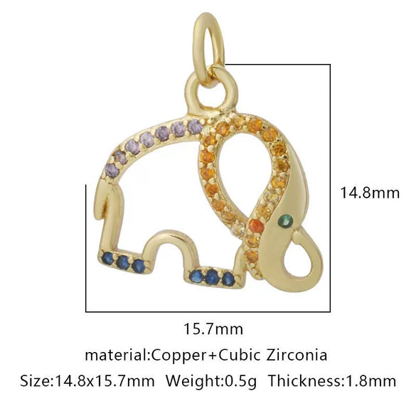 Wholesale Jewelry Copper Zircon Small Pendant With Star Elephant Turtle Shapes Electroplated For Diy Necklace Earrings Accessories