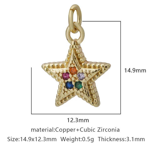 Wholesale Jewelry Copper Zircon Small Pendant With Star Elephant Turtle Shapes Electroplated For Diy Necklace Earrings Accessories