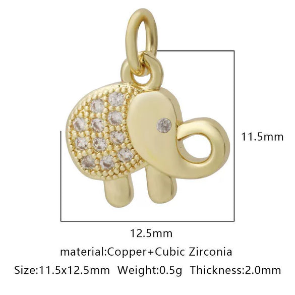 Wholesale Jewelry Copper Zircon Small Pendant With Star Elephant Turtle Shapes Electroplated For Diy Necklace Earrings Accessories