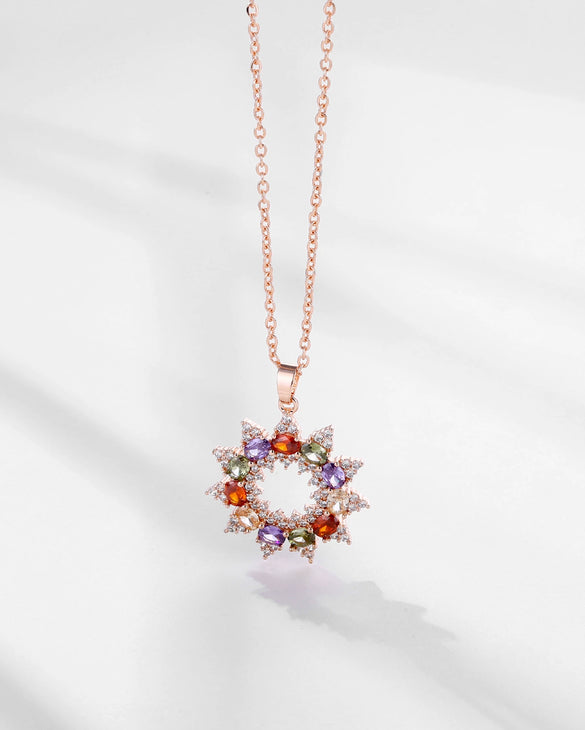 Wholesale Jewelry Copper Zircon Women's Natural Flower Pendant Ochain Necklace