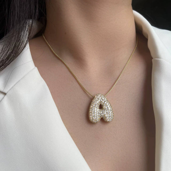 Wholesale Jewelry Copper Zirconia Alphabet Necklace Fashion Light Luxury Box Chain