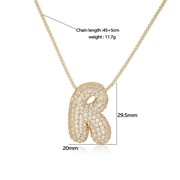 Wholesale Jewelry Copper Zirconia Alphabet Necklace Fashion Light Luxury Box Chain