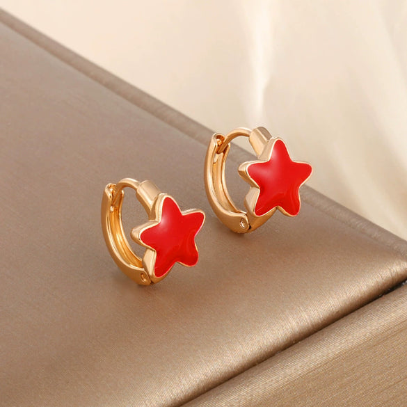 Wholesale Jewelry Copperzinc Alloy Heartshaped Bear Earring With Crown Star Animal Zodiac Pattern Electroplated For Women