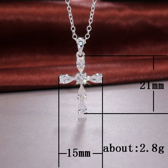 Wholesale Jewelry Creative Dropshaped Clawset Crystal Necklace Mixed Gemstone Inlay Copper O Chain Zirconia For Women