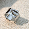 Wholesale Jewelry Creative Titanium Steel And Stainless Steel Heart Shaped Vacuum Plated Gold Opening Adjustable Ring For Women