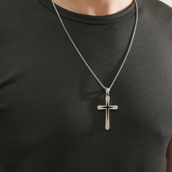 Wholesale Jewelry Cross Alloy Pendant Electroplated Geometric Unisex Clavicle Chain Necklace