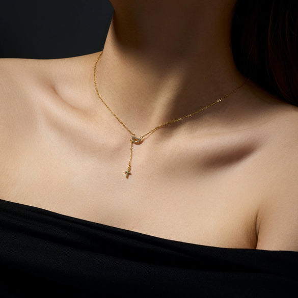 Wholesale Jewelry Cross Tassel Pendant Necklace 925 Sterling Silver Geometric Electroplated For Girls