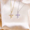 Wholesale Jewelry Cross Titanium Steel Mixed Gemstone Pendant Necklace With Electroplating Simple Design