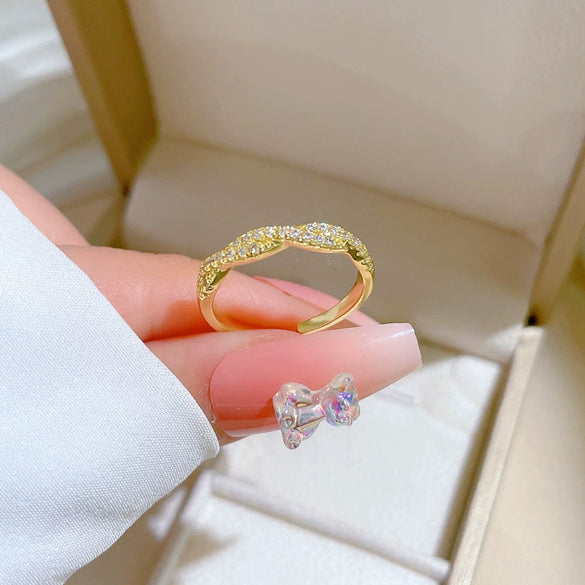 Wholesale Jewelry Cross Twisted Crown Cartoon Style Brass Ring With Electroplating