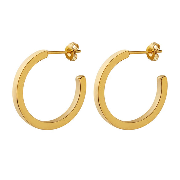 Wholesale Jewelry Cshaped 316L Stainless Steel 18K Gold Plated Personality Earrings