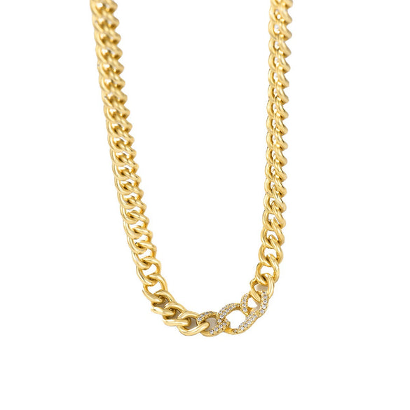 Wholesale Jewelry Cuban Chain Copper 18K Gold Plated Geometric Style Necklace