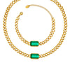 Wholesale Jewelry Cuban Chain 316L Stainless Steel Hip Hop Green Black Glass Stone Electroplated Necklace Bracelet For Women