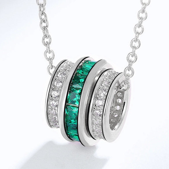 Wholesale Jewelry Cultivating Emerald 925 Silver Geometric Diamond Pendant Necklace Ochain