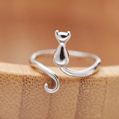 Wholesale Jewelry Cute Animal Cat Alloy Asymmetrical Plating Open Rings