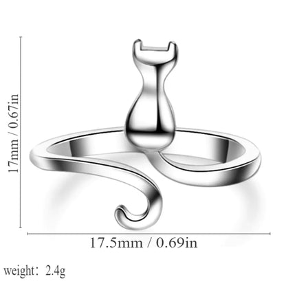 Wholesale Jewelry Cute Animal Cat Alloy Asymmetrical Plating Open Rings