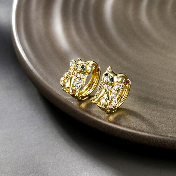 Wholesale Jewelry Cute Animal Cat Earring Copperzinc Alloy Electroplating For Women