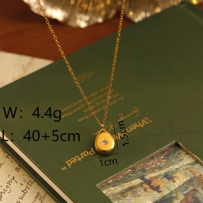 Wholesale Jewelry Cute Beach Commute Solid Color 304 Stainless Steel Zircon 18K Gold Plated Inlay Pendant Necklace