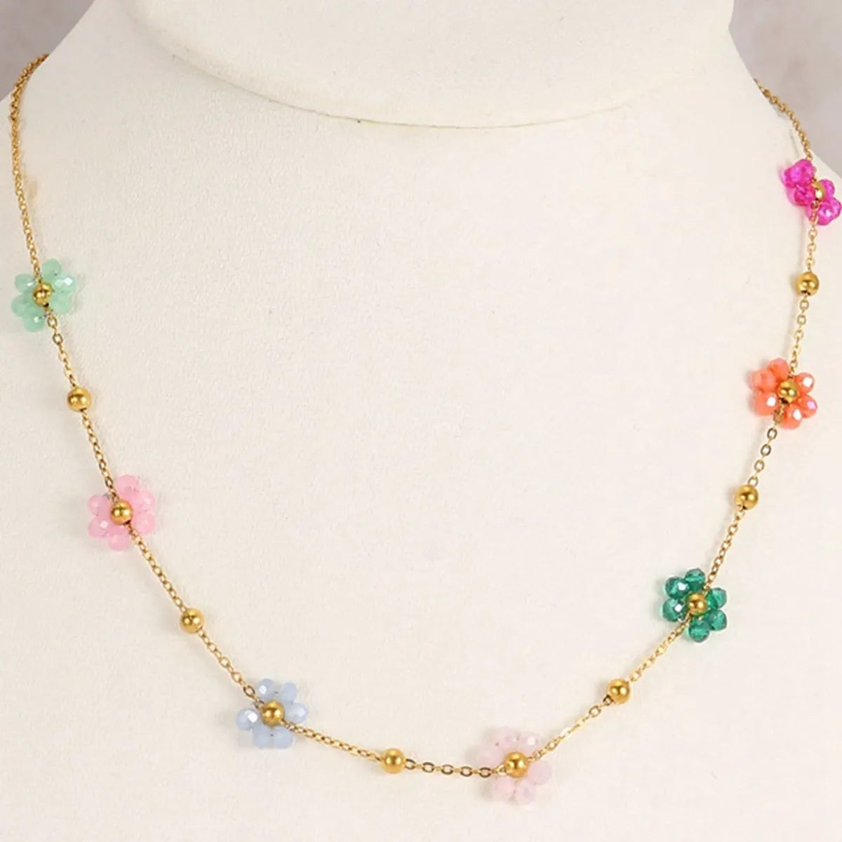 Wholesale Jewelry Cute Beach Flower 304 Stainless Steel 18K Gold Plated Knitting Necklace