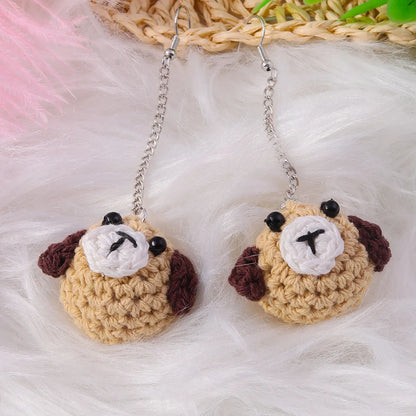 1 Pair Cute Bear Pig Frog Knit Zinc Alloy Drop Earrings