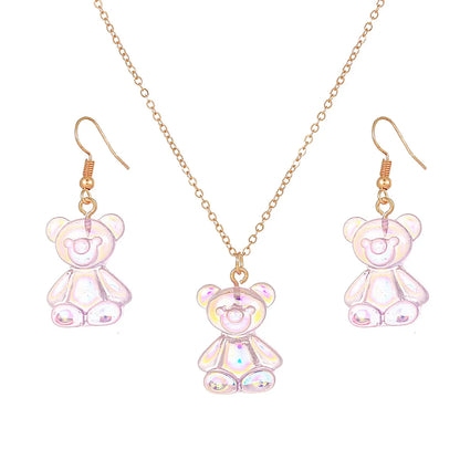 Wholesale Jewelry Cute Bear Resin Stoving Varnish Earrings Necklace