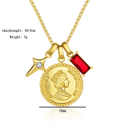 Wholesale Jewelry Cute Bridal Simple Style Portrait Star 304 Stainless Steel Zircon Gold Plated Inlay Pendant Necklace