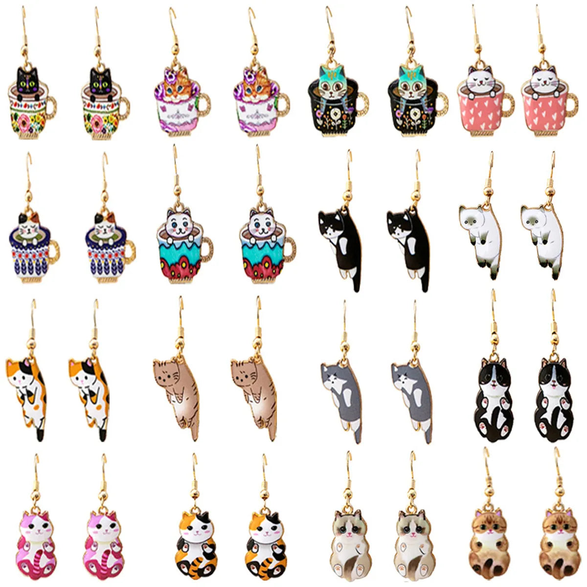 1 Pair Cute Cat Plating Alloy Drop Earrings