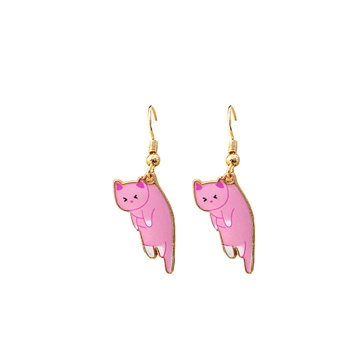 1 Pair Cute Cat Plating Alloy Drop Earrings