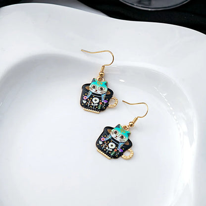 1 Pair Cute Cat Plating Alloy Drop Earrings