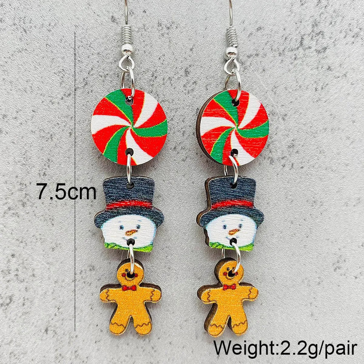 Wholesale Jewelry Cute Christmas Tree Christmas Socks Snowman Wood Drop Earrings