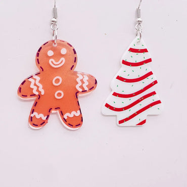 Wholesale Jewelry Cute Christmas Tree Gingerbread Arylic Drop Earrings