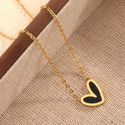 Wholesale Jewelry Cute Commute Heart Shape 304 Stainless Steel Acrylic Shell 18K Gold Plated Inlay Pendant Necklace