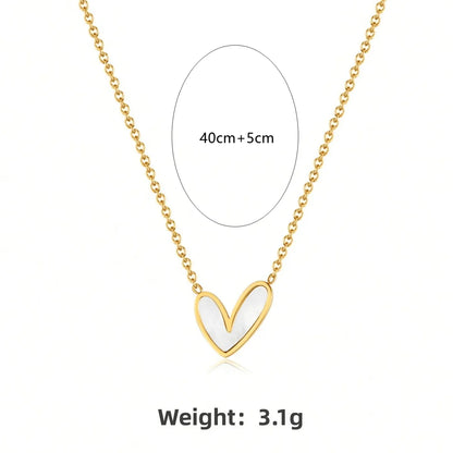 Wholesale Jewelry Cute Commute Heart Shape 304 Stainless Steel Acrylic Shell 18K Gold Plated Inlay Pendant Necklace