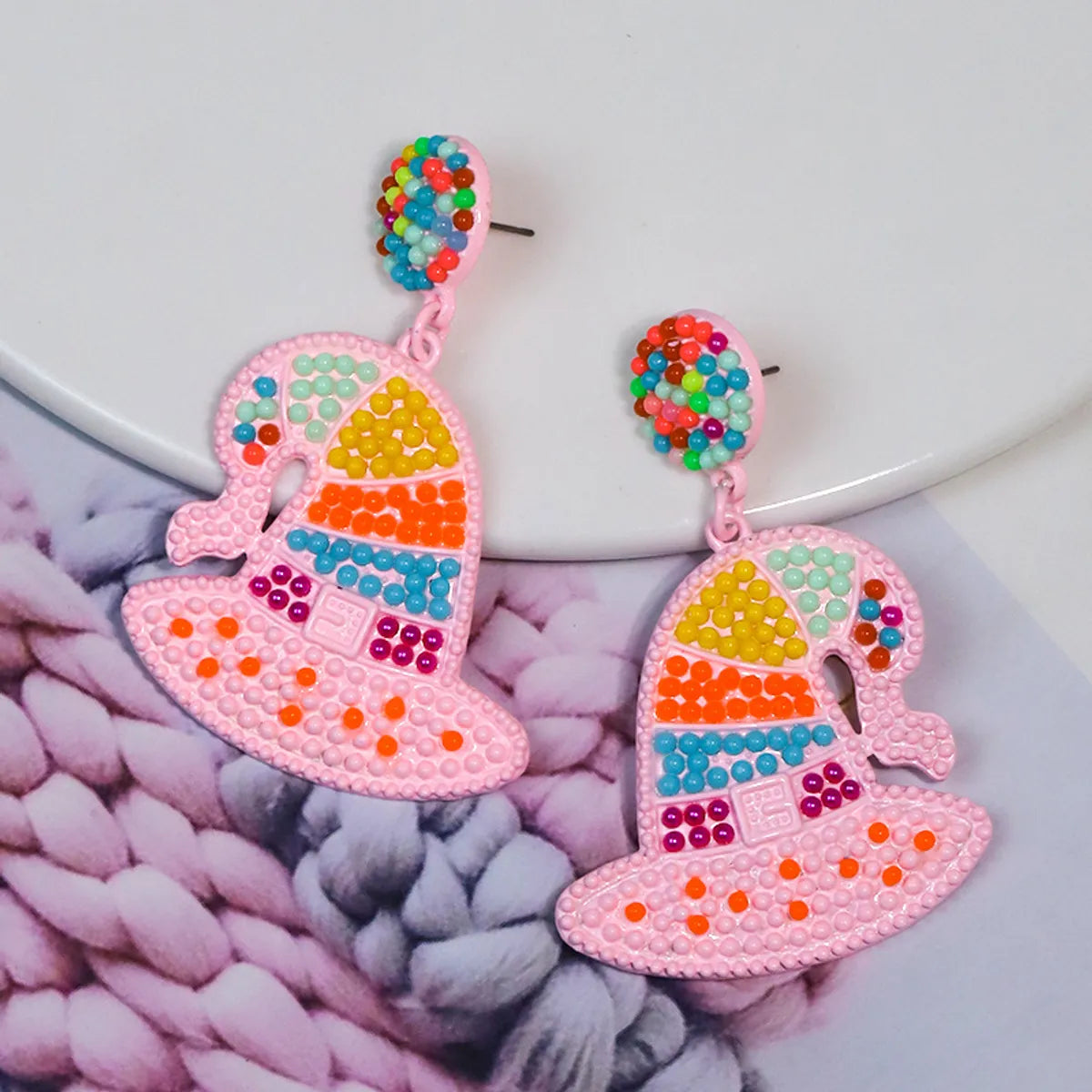 1 Pair Cute Exaggerated Sweet Cartoon Inlay Alloy Rhinestones Beads Drop Earrings