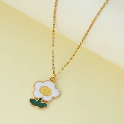 Wholesale Jewelry Cute Flower Alloy Alloy Enamel Pendant Necklace