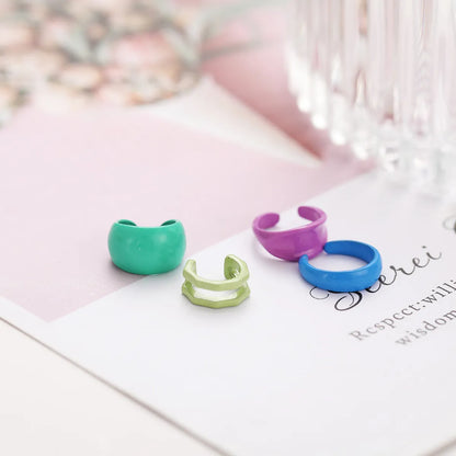 Wholesale Jewelry Cute Geometric Multi-color Ear Clip Set Gooddiy