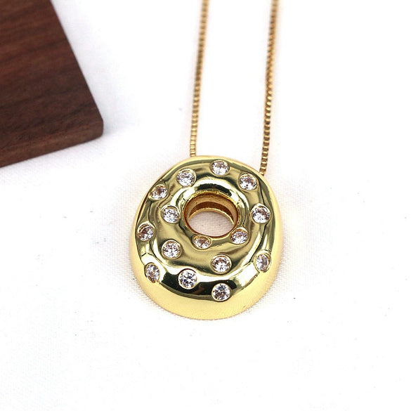 Wholesale Jewelry Cute Gold Plated Balloon Bubble Pendant Snake Chain Necklace Copper Alloy With Zircon Inlay And Letter Pattern