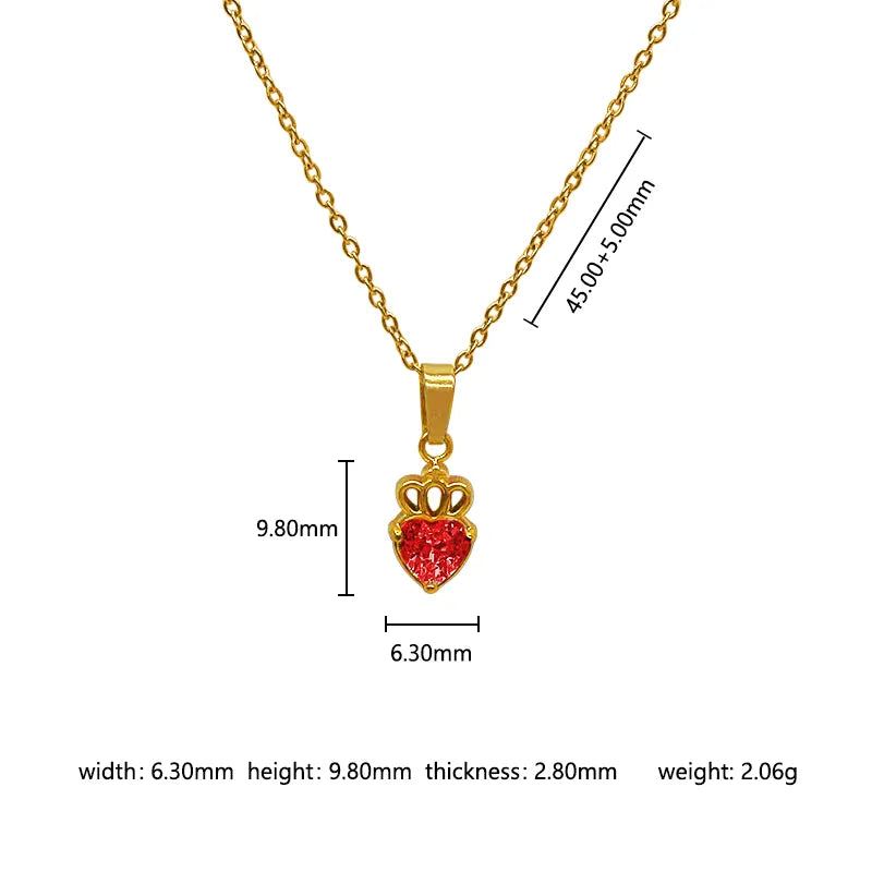 Wholesale Jewelry Cute Lady Sweet Heart Shape 302 Stainless Steel 304 Stainless Steel 316 Stainless Steel  Zircon 18K Gold Plated Inlay Pendant Necklace