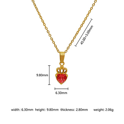 Wholesale Jewelry Cute Lady Sweet Heart Shape 302 Stainless Steel 304 Stainless Steel 316 Stainless Steel  Zircon 18K Gold Plated Inlay Pendant Necklace