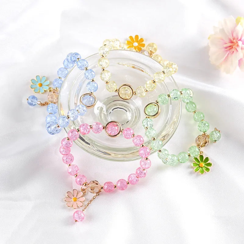 Wholesale Jewelry Cute Leaf Flower Glass Beaded Bracelets