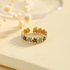 Wholesale Jewelry Cute Romantic Pastoral Leaves Heart Shape Snake 304 Stainless Steel 18K Gold Plated Enamel Rings