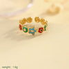 Wholesale Jewelry Cute Romantic Pastoral Leaves Heart Shape Snake 304 Stainless Steel 18K Gold Plated Enamel Rings