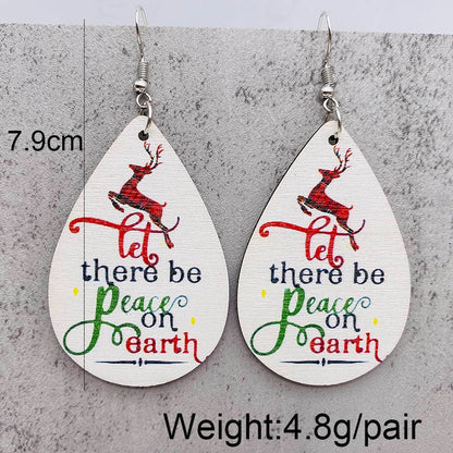 Wholesale Jewelry Cute Santa Claus Christmas Socks Letter Wood Drop Earrings