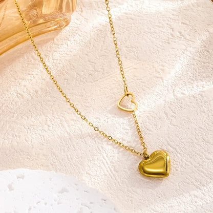 Wholesale Jewelry Cute Simple Style Commute Heart Shape 304 Stainless Steel 18K Gold Plated Plating Pendant Necklace